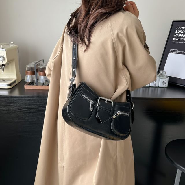 Shoulder Faux Bag Leather Buckled