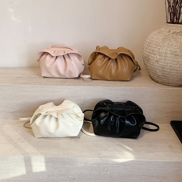 Leather Bag Faux Ruched Crossbody
