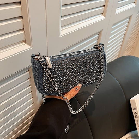 Clutch Evening Rhinestone Denim