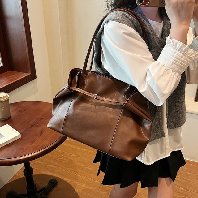 Leather Tote Faux Bag Plain