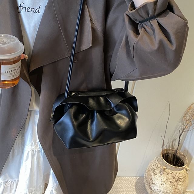 Leather Bag Faux Ruched Crossbody
