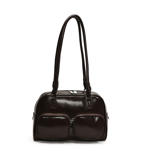 Plain Leather Faux Bowler Bag