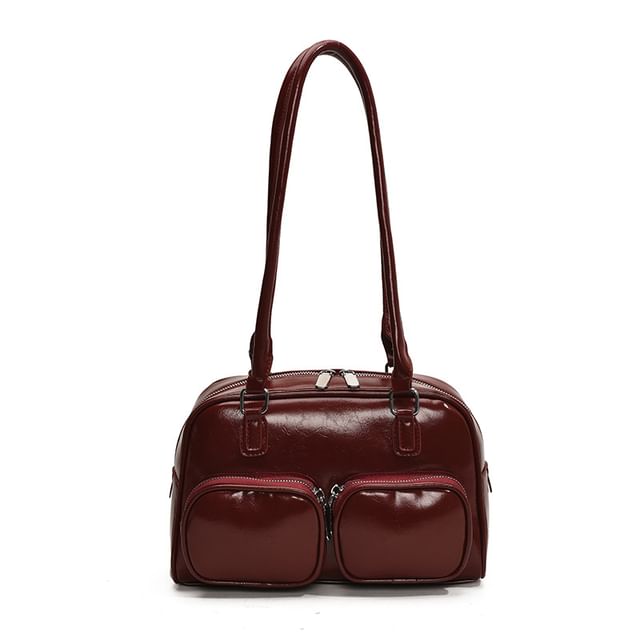 Plain Leather Faux Bowler Bag