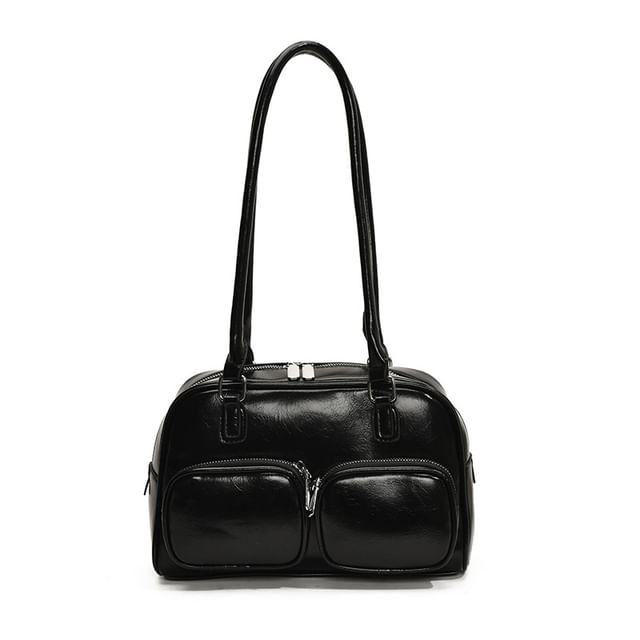 Plain Leather Faux Bowler Bag