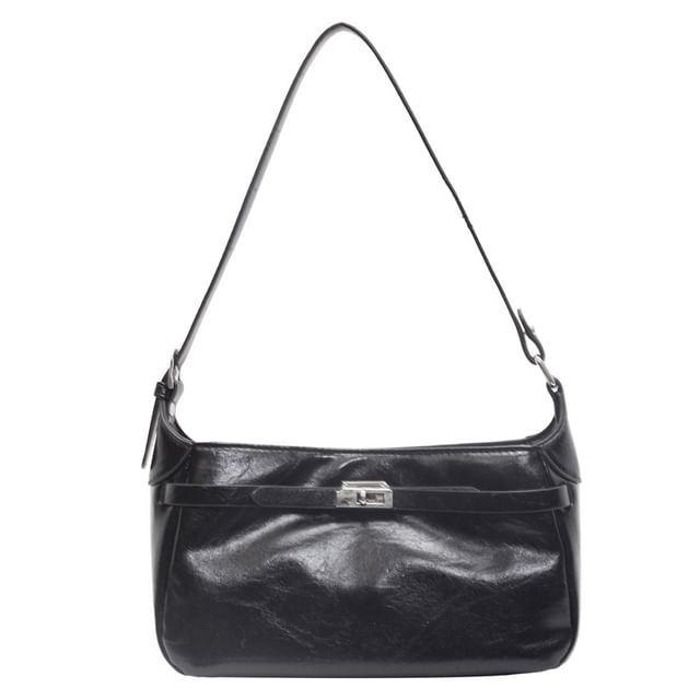 Leather Shoulder Bag Shiny Faux