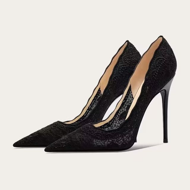 Lace Stiletto Heel Pumps