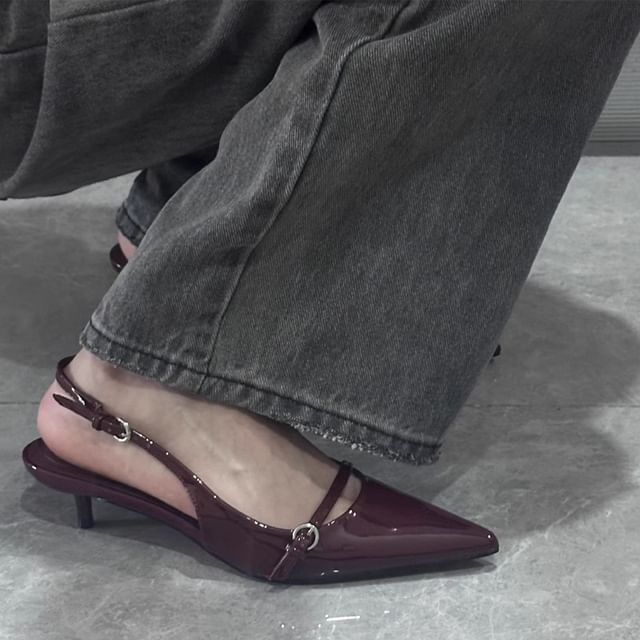 Stiletto Pumps Low Buckle Heel