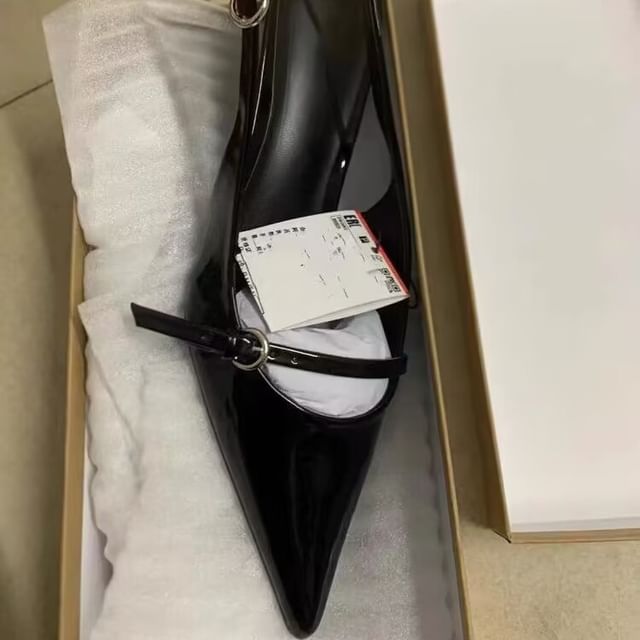 Stiletto Pumps Low Buckle Heel