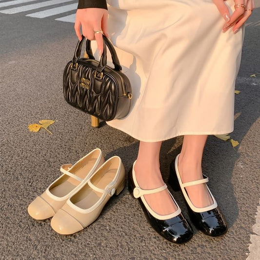 Mary Trim Jane Heel Pumps Block Contrast