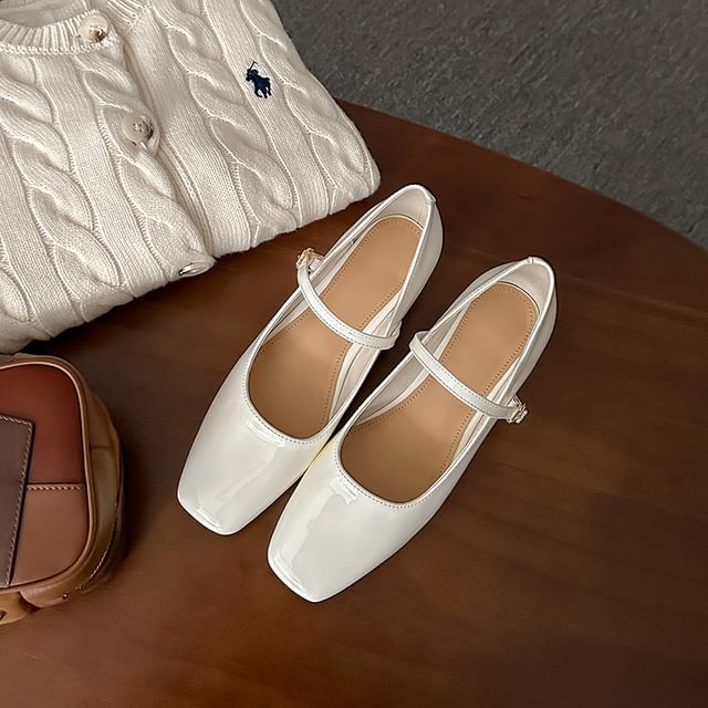 Toe Chunky Mary Shoes Jane Square Heel