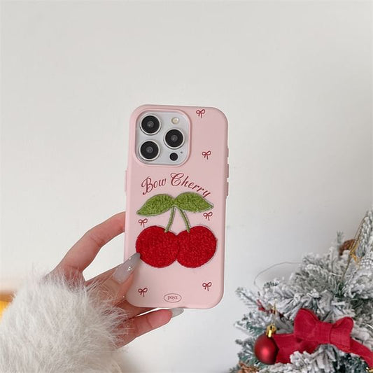 Phone Case Cherry Embroidered