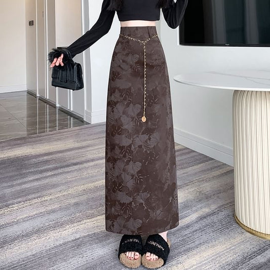 Midi Skirt A-Line High Floral Rise