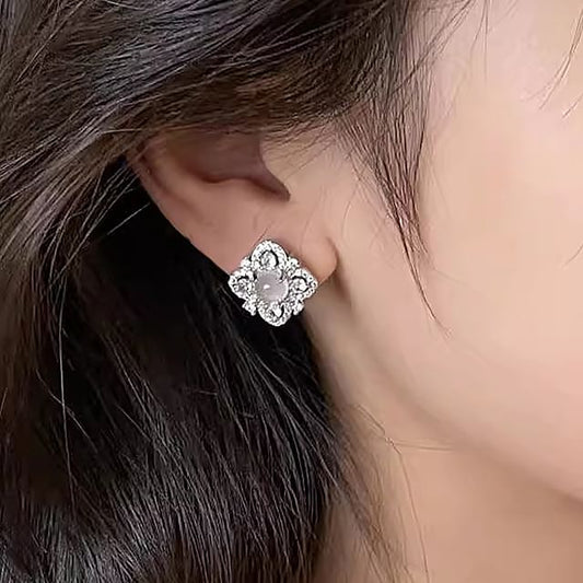 Leaf Rhinestone Stud Earring