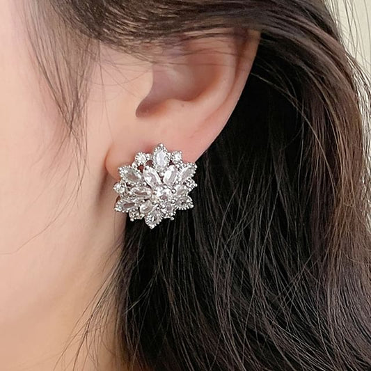 Stud Earring Rhinestone Flower