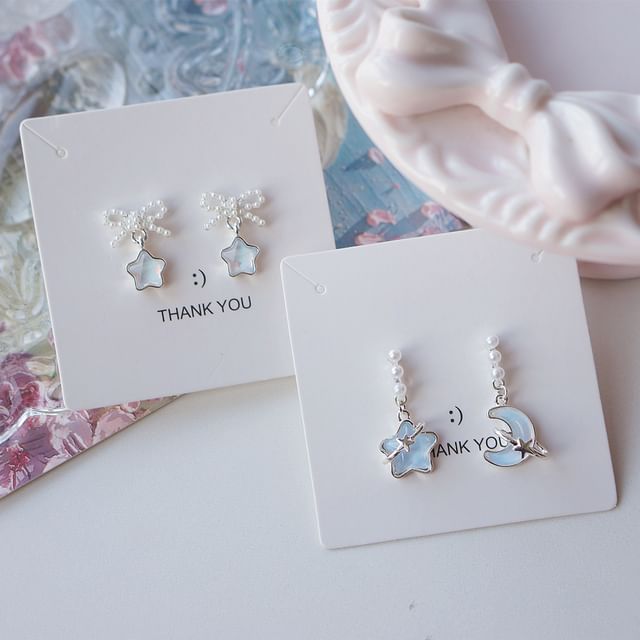 Star Pearl Dangle Earring Faux
