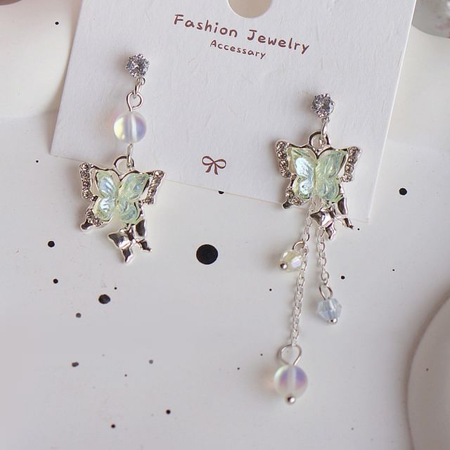 Dangle Clip / Earring Butterfly Beaded On