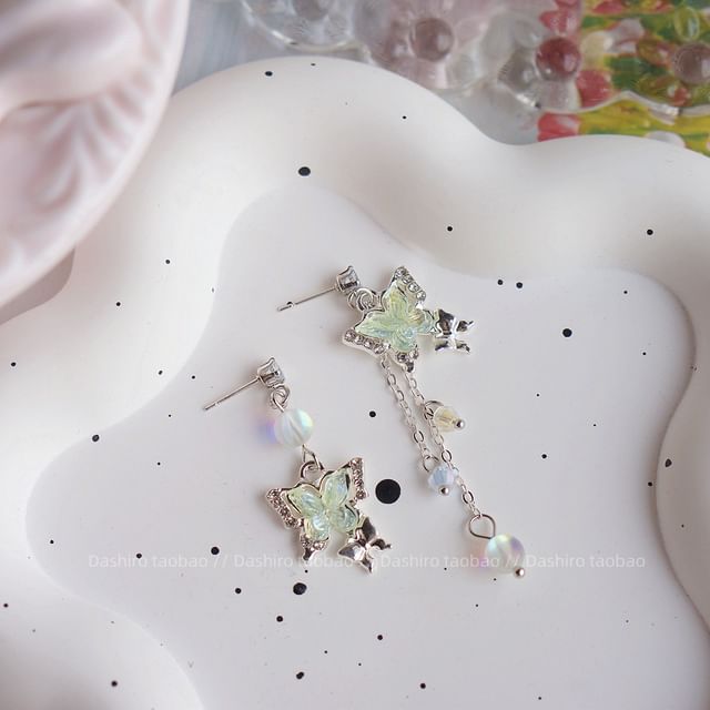 Dangle Clip / Earring Butterfly Beaded On