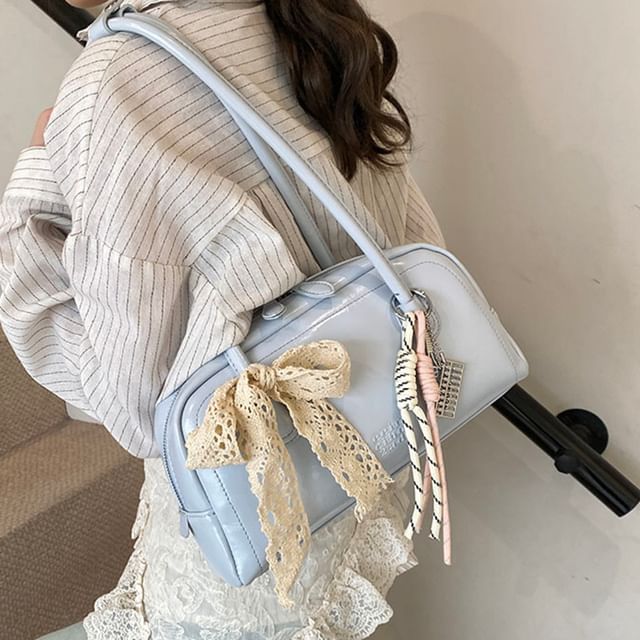 Faux Bag Leather Lettering Bowler