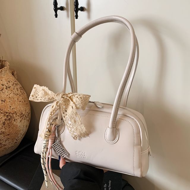 Faux Bag Leather Lettering Bowler