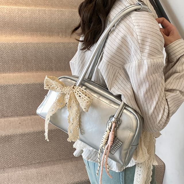 Faux Bag Leather Lettering Bowler