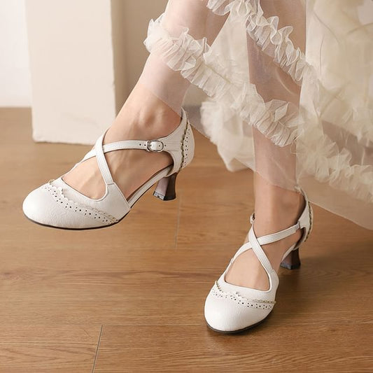 Brogue Low Heel D'Orsay Sandals