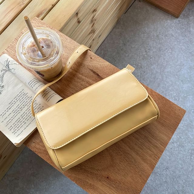 Faux Flap Leather Bag Crossbody Plain