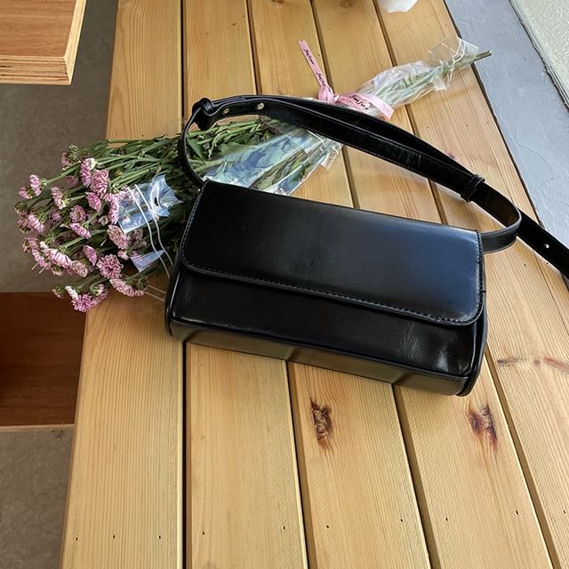Faux Flap Leather Bag Crossbody Plain