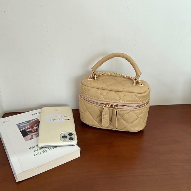 Crossbody Faux Quilted Zip Plain Leather Bag