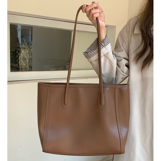 Bag Faux Leather Plain Tote
