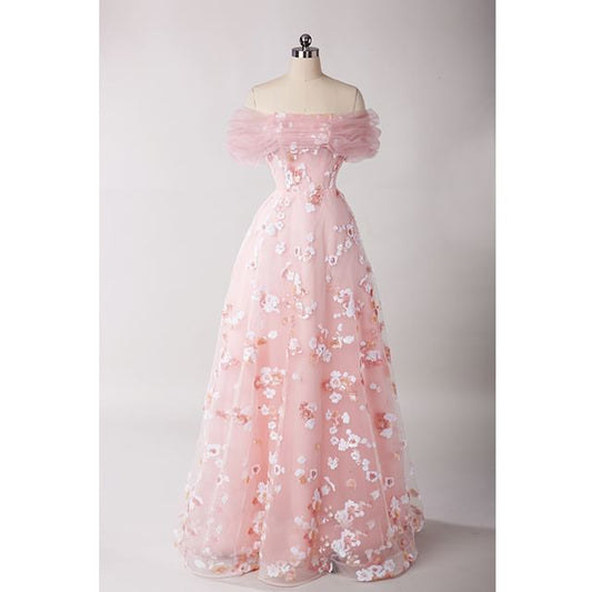 Evening Gown A-Line Sequined Off-Shoulder