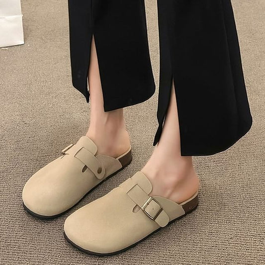 Platform Buckled Mules Plain
