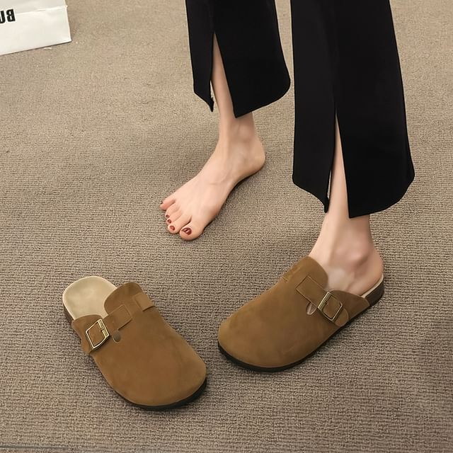 Platform Buckled Mules Plain
