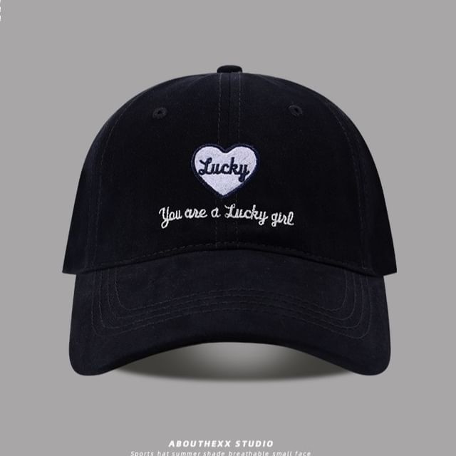 Lettering Cap Embroidered Heart Baseball