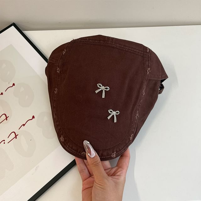 Cap Flat Distressed Bow Plain