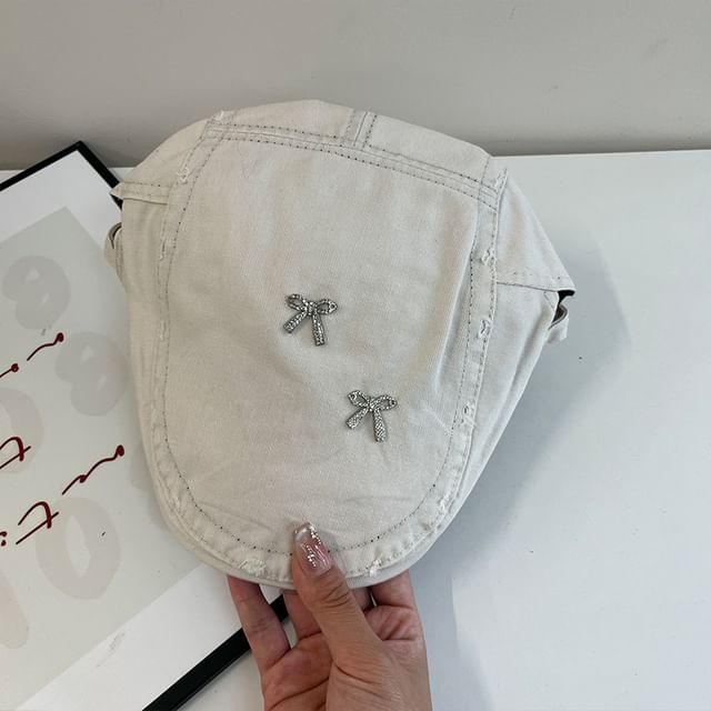 Cap Flat Distressed Bow Plain