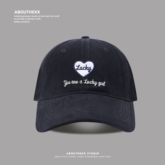 Lettering Cap Embroidered Heart Baseball