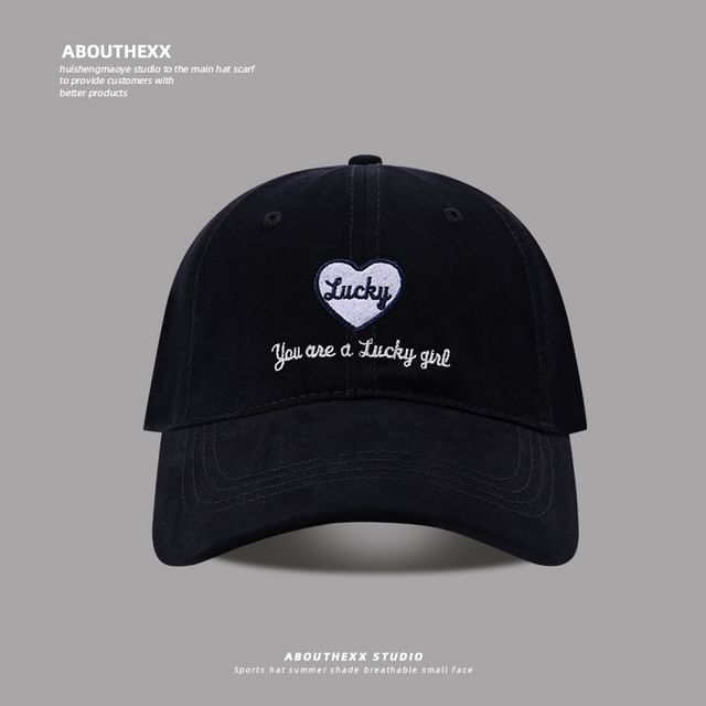 Lettering Cap Embroidered Heart Baseball