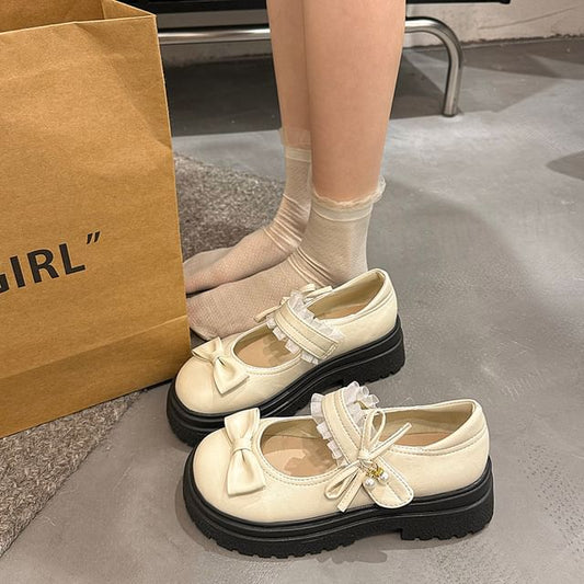 Platform Shoes Jane Mary Frill Bow