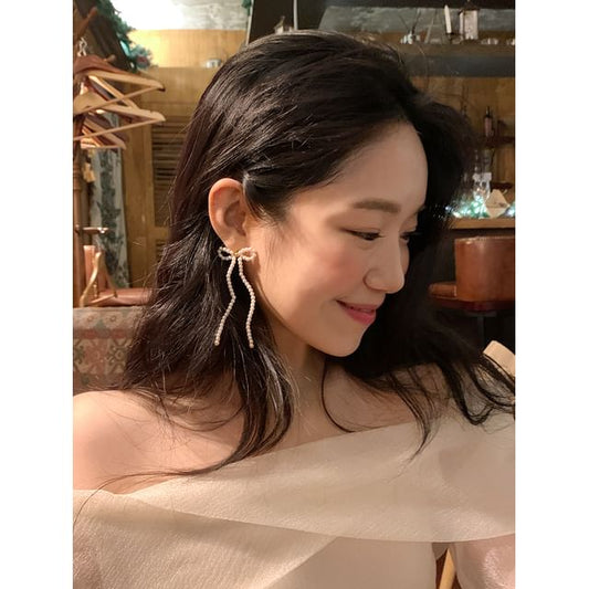 Stud 925 Sterling Beaded Silver Bow Earring