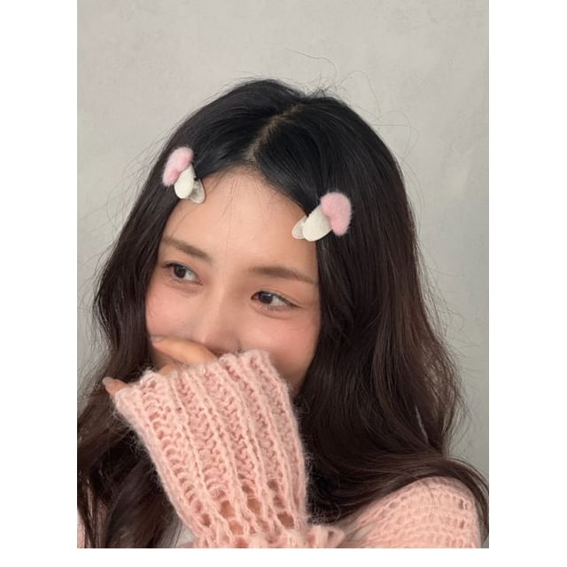 Hair Heart Fluffy Clip Set