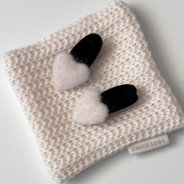 Hair Heart Fluffy Clip Set
