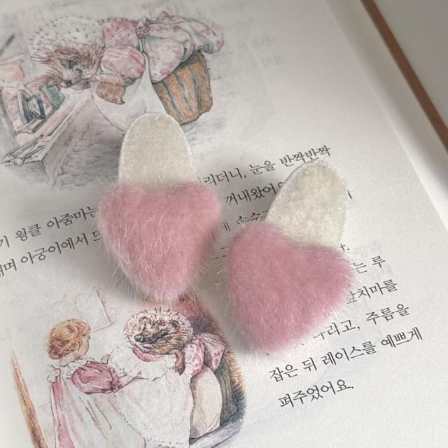 Hair Heart Fluffy Clip Set