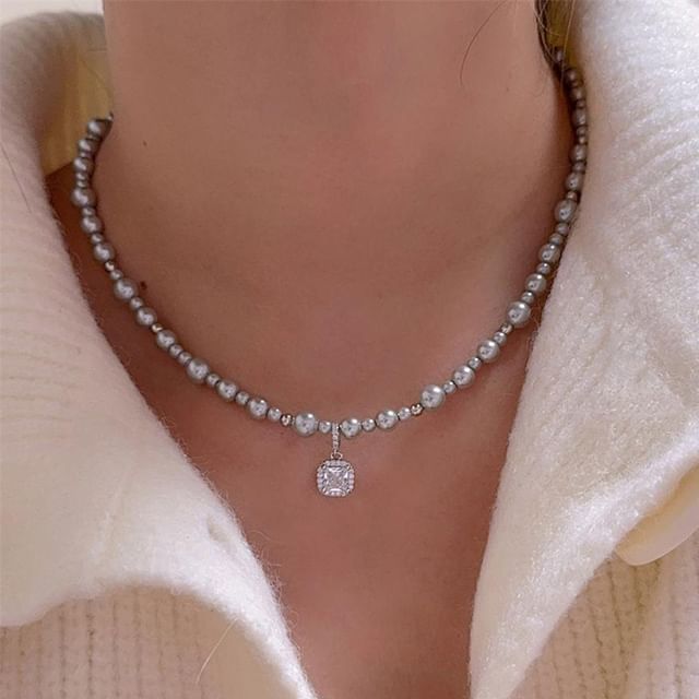 Beaded Rhinestone Necklace