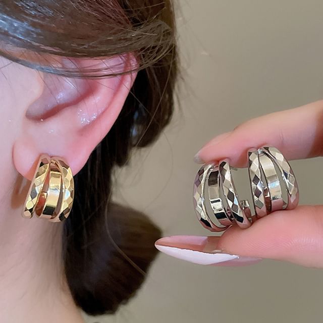 Geometric Layered Hoop Earring