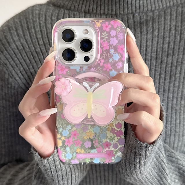 with Magnetic (Compatible Phone MagSafe) Floral Print Case