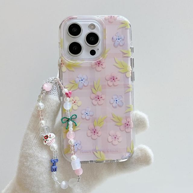 Case Floral / Strap Set Phone