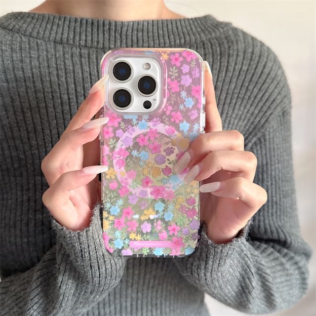 with Magnetic (Compatible Phone MagSafe) Floral Print Case