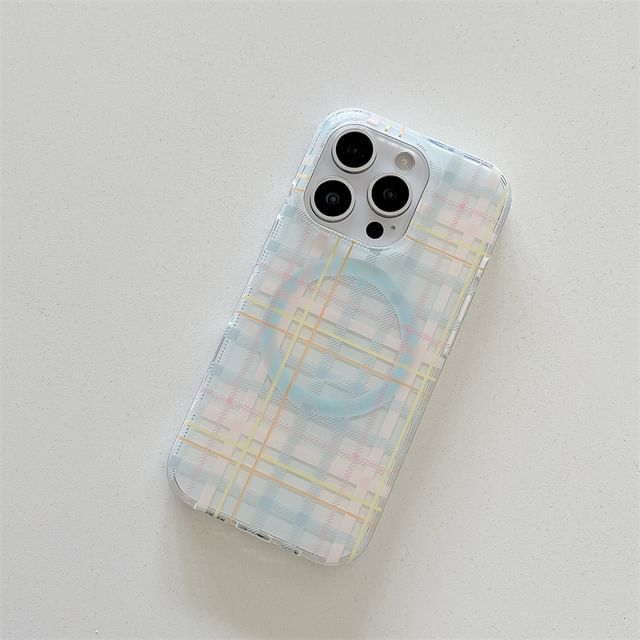 MagSafe) with Magnetic Phone Case Plaid (Compatible