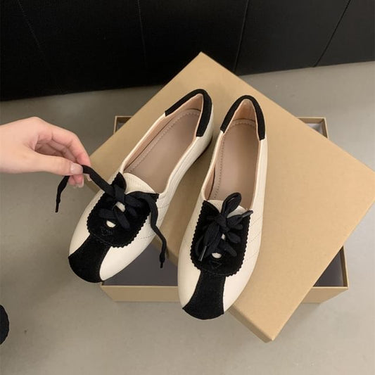 Sneakers Lace-Up Tone Leather Faux Two