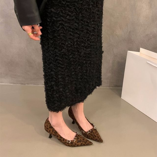 Heel Pumps Pointed Toe Buckled Kitten